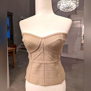 Karen Millen Beige Strapless Corset Top